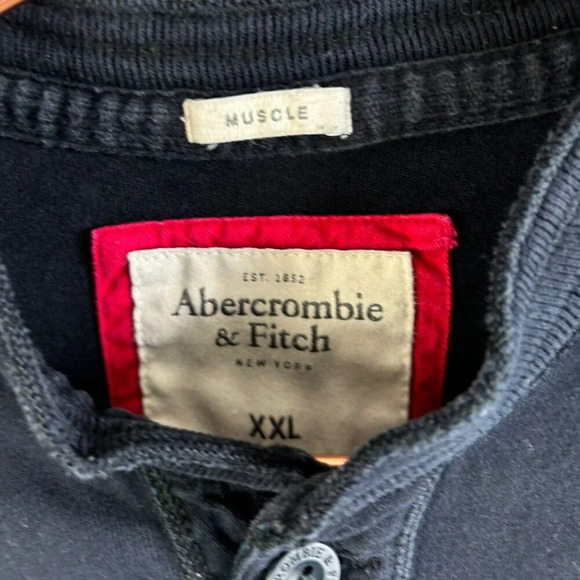 Abercrombie & Fitch Mens Moose Logo Henley Long Sleeve Shirt Black Size XXL - Picture 5 of 7